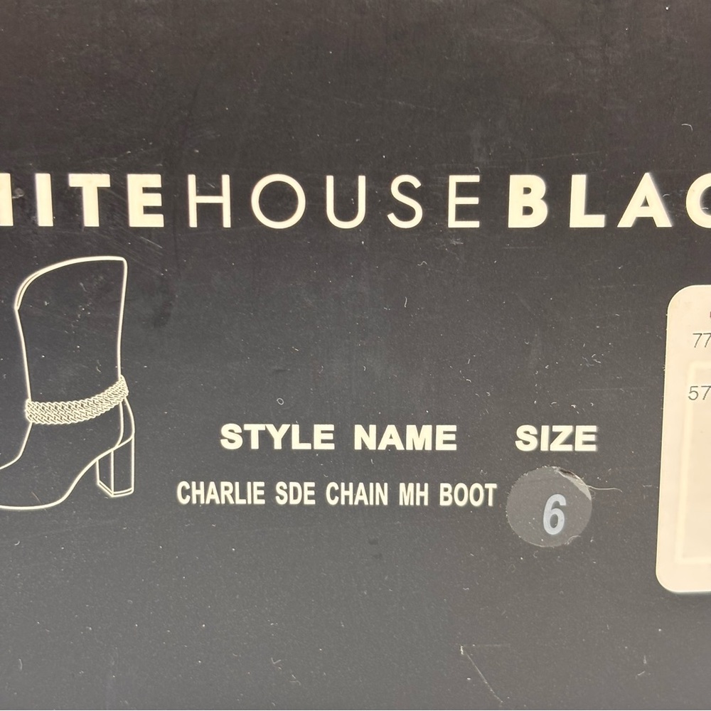 WHBM Suede Boots Chain Bracelet Chunky Mid Heel Boot Smoked Pearl Size 6 - Picture 16 of 16